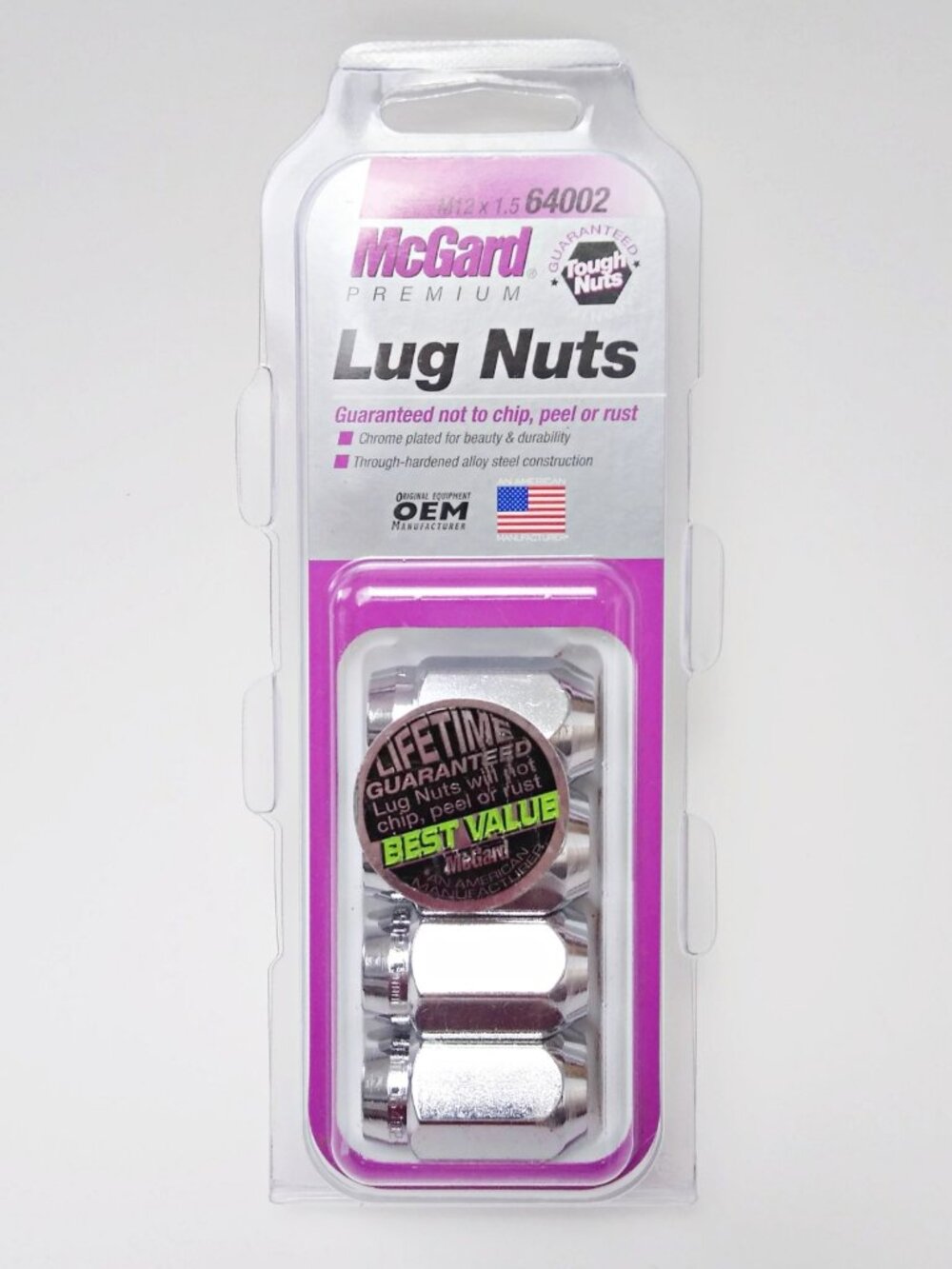 McGard 64002 New Sealed Cone Seat Style Lug Nuts 4pc 13/16" Hex Chrome M12 x 1.5
